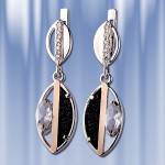 Ohrhaenger mit Onyx. Silber & Gold