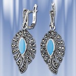 Ohrhaenger mit Tuerkis & Markisit,  Silber 