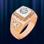 Кольцо перстень золотой "Трилистник"