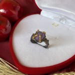 Vergoldeter Silberring mit Amethyst