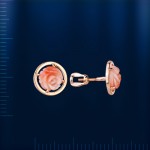 Серьги - пусеты с корaллом. Русское золото