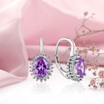 Silberohrringe "Amethyst in Zirkoniaumrandung"