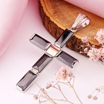 Серебряный нательный крест с фианитами и золотом