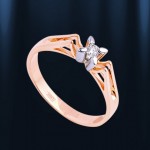 Золотое кольцо с бриллиантом. Русское золото
