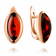 Vergoldete Silberohrringe mit Bernstein