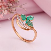 Купить золотое кольцо с бриллиантами и хризопразами