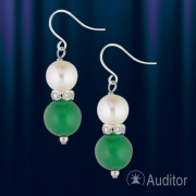  Ohrringe aus Silber mit Perlen und Jade