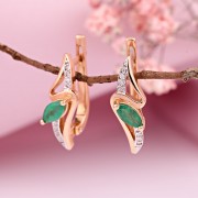 Goldohrringe mit Diamanten & Smaragd