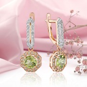 Goldohrhaenger "Fruehlingserwachen". Chrysolith & Zirkonia