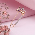 Vergoldete Brosche "Miau". Zirkonia