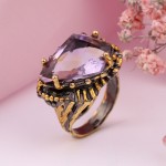 Vergoldeter Silberring mit Amethyst