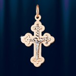 Крест золотой православный "Купола" резной