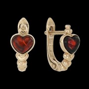 Vergoldete Silberohrringe "Herz". Bernstein