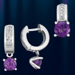 Weissgoldset mit Amethyst und Diamanten