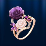 Goldring mit Perlmutt & Amethyst 