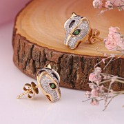 SOKOLOV Ohrstecker aus 14 Karat Gelbgold mit Diamanten und Grünem Granat