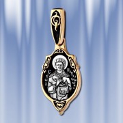 Нательная икона из серебра Пантелеймон