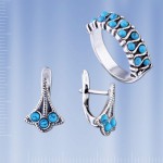 Bijouterie Ohrringe & Ring Tuerkis 