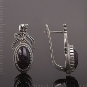 Russisches Silber Ohrringe mit Aventurin