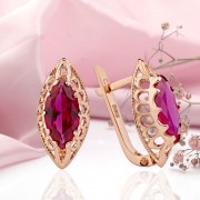 Rotgoldohrringe mit Rubin Korund "Erbe"