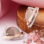 Серьги из серебра 925 пробы с золотом Фианиты Перламутр