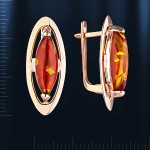 Ohrringe mit Bernstein. Russisches Gold