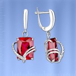 Ohrhaenger mit Rubin. Silber 925°