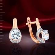 Cерьги с фианитами Swarovski® Русское Золото