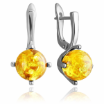 Серьги из серебра Янтарь