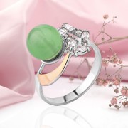 Купить серебряное кольцо с золотом в Германии Фианиты Улексит