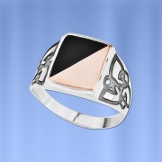 Herrenring. Rotgold, Silber