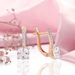 Серьги русское золото 585 фианиты