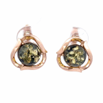 Позолоченные серьги с зелёным янтарем