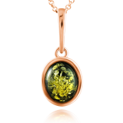 Vergoldeter Silberanhänger mit grünem Bernstein