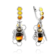 Silberohrhaenger "Honigbienen". Bernstein
