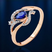  Goldring mit Brillanten & Saphir