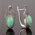 Russisches Silber Ohrringe mit Tuerkis