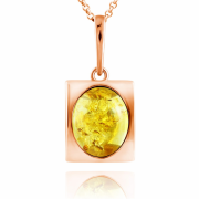 Vergoldeter Silberanhänger mit Bernstein