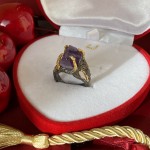 Vergoldeter Silberring mit Amethyst