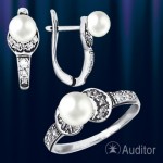 Ring & Ohrring russisches Silber Perlen
