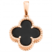 Goldanhänger 'Kleeblatt' mit Onyx