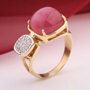 Розовый кварц & Бриллианты. Золотое кольцо