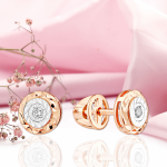 Золотые серьги-пусеты "Диско". Бриллианты