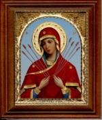 Ikone Semistrelnaja Bogorodiza rotfarbig