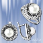 Ring & Ohrringe russisches Silber mit Perle