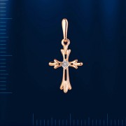 Kreuzanhaenger mit Diamant Russisches Gold 585