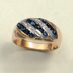 Goldring mit Brillanten, Saphire. Bicolor