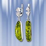 Русское Серебро Серьги "Янтарь". 