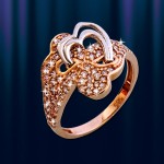 Кольцо из русского золота с цирконами