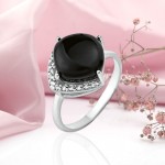 Silberring mit Zirkonia & Onyx